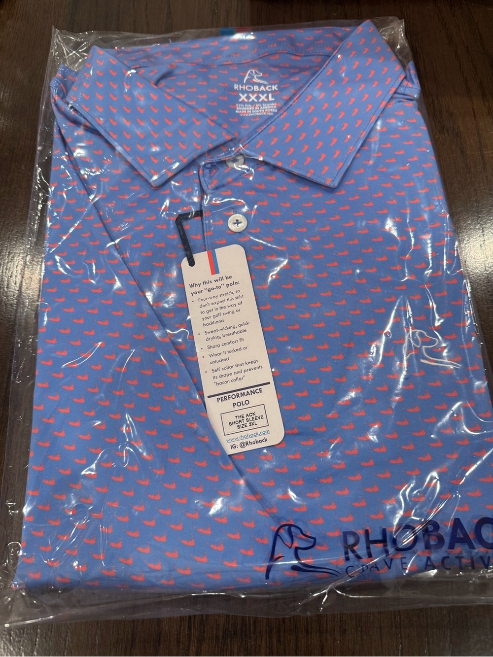 Rhoback Men’s Performance Polo Shirt - Blue with OPrint
